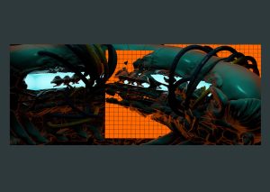 Cover Artwork for Full Frontal Lunacy album from Vexillary, artwork and design by Geso / God Is A Glitch